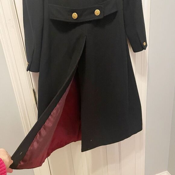 VTG 100% Wool Overcoat Navy Blue Womens Size 12 Double Breasted Quiet Luxury - Picture 6 of 8